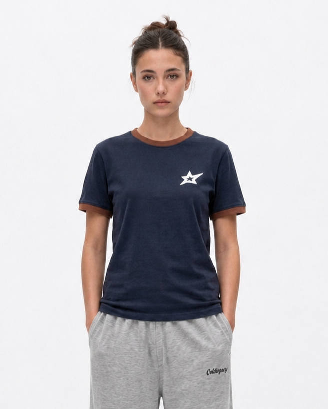 Coldlegacy Star Ringer Tee - Navy