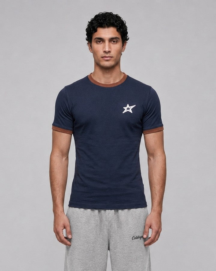 Coldlegacy Star Ringer Tee - Navy