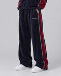 Coldlegacy Velvet Track Trousers - Navy/Red